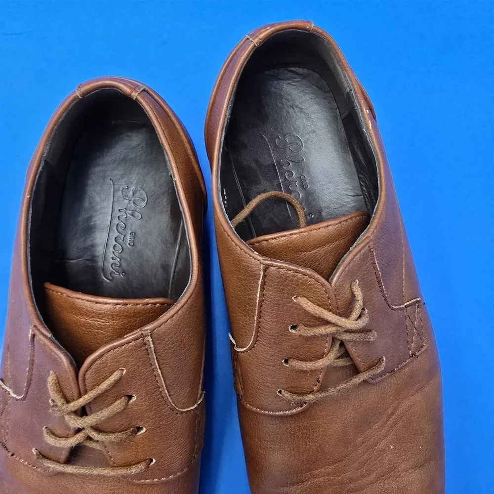 Gino‎ Pheroni  Men's Eric Brown Leather Lace-Up Oxford Shoes Sz 9.5
